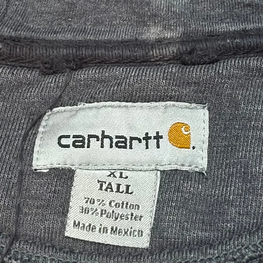 Vintage Carhartt Zip Up Hoodie Grey XL Tall‎ Distressed Sun Faded Workwear Mens
